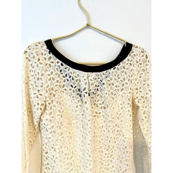 Milly Cream/Black Eyelet Shift Mini Dress Women's Size 2 Coquette Preppy Dainty - Picture 2 of 16